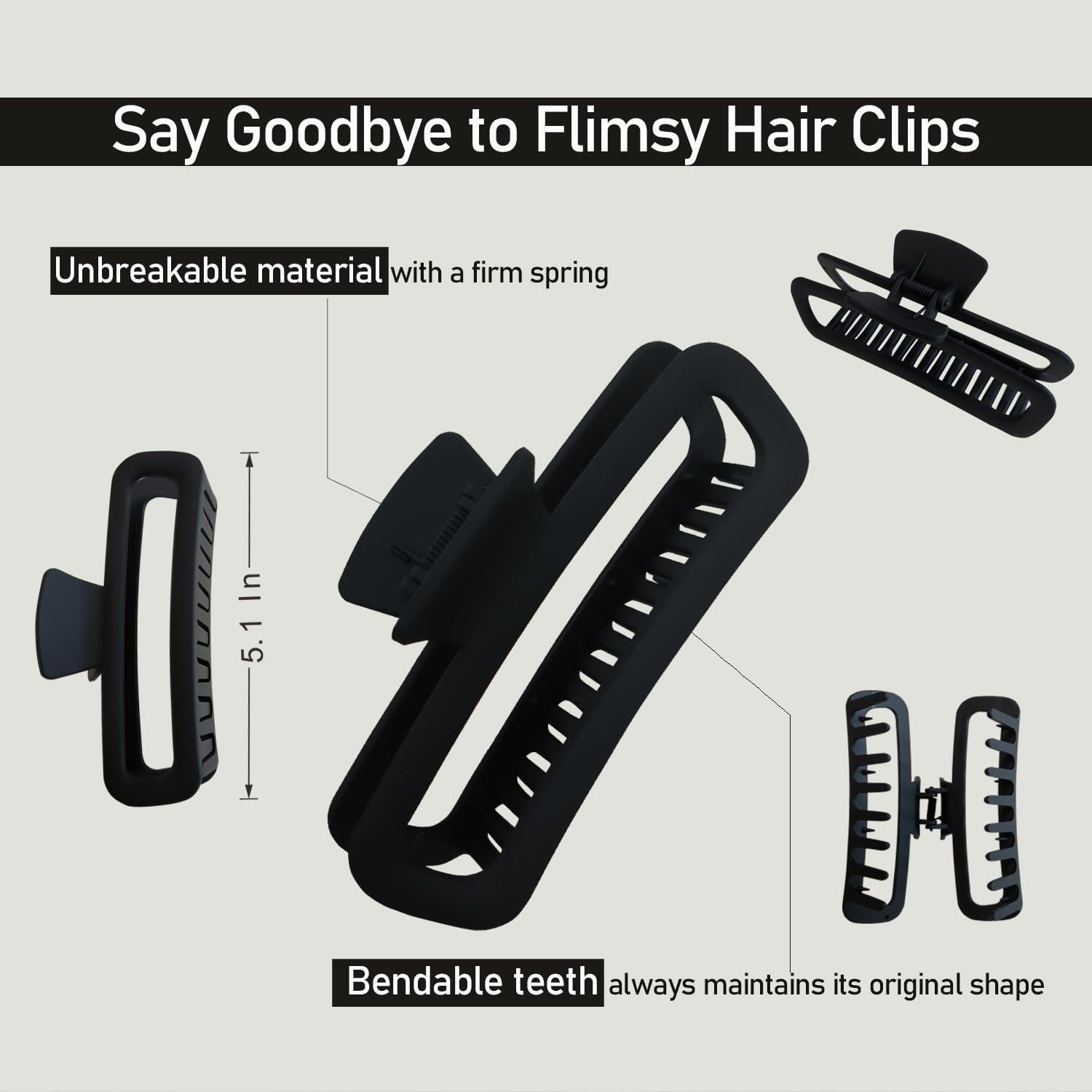 Pinzas para Cabello Irrompibles Nalodu 12.7 cm Neutras - 2 Piezas