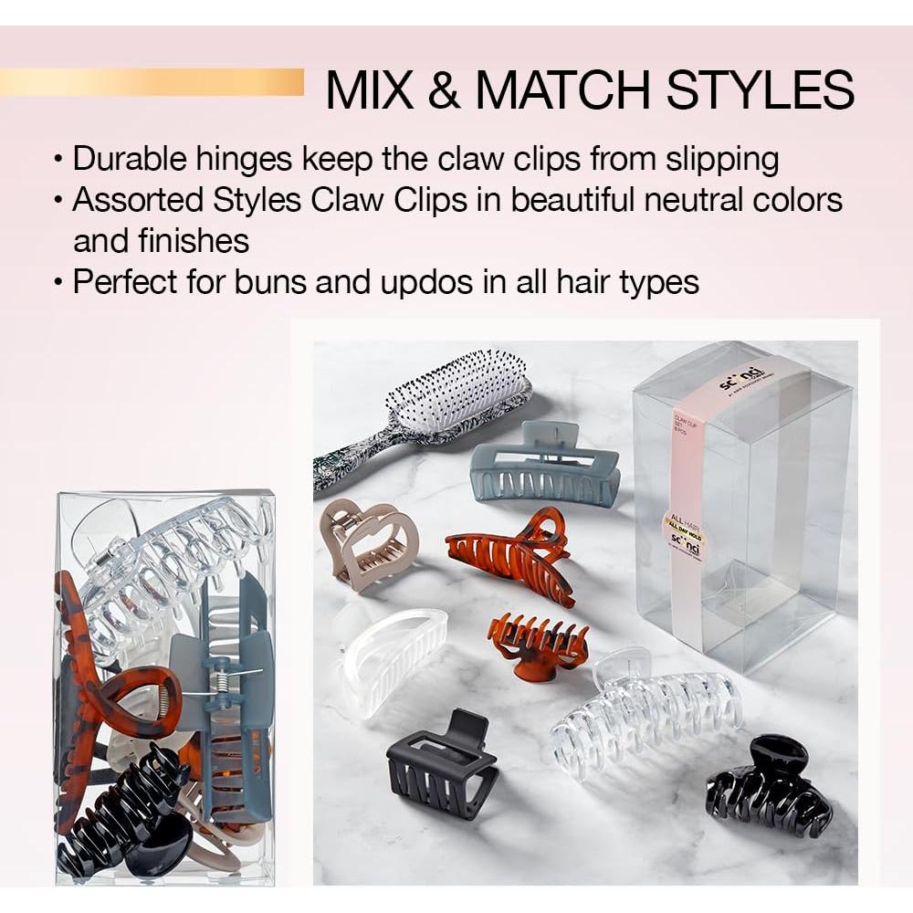 Set de 8 Clips de Garra Scunci Conair - Neutros y Variados