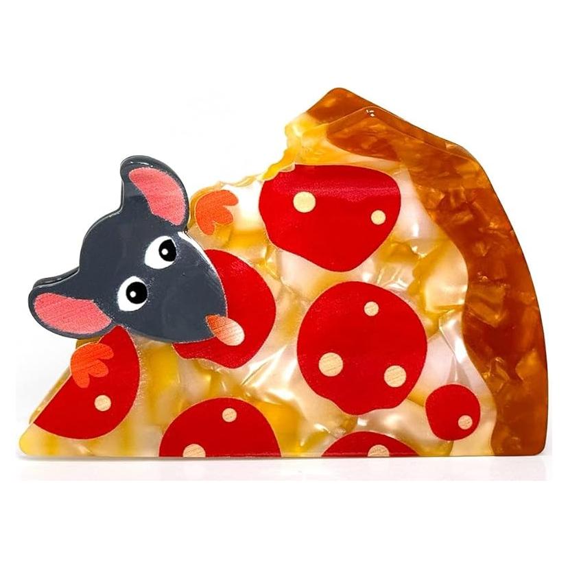 Clip de Garra para Cabello Pizza Rat - Accesorio NYC 8.9 cm