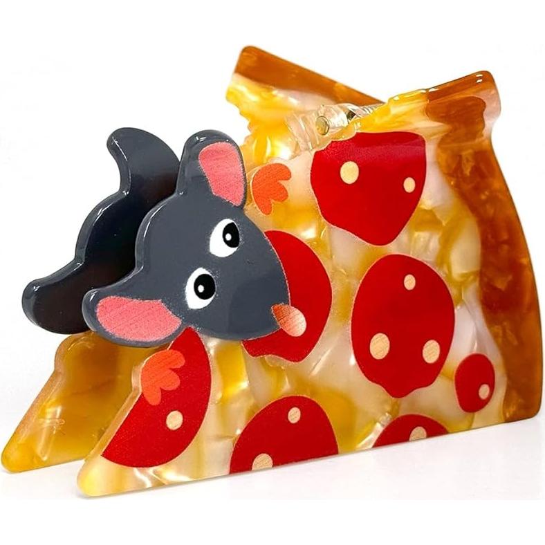 Clip de Garra para Cabello Pizza Rat - Accesorio NYC 8.9 cm
