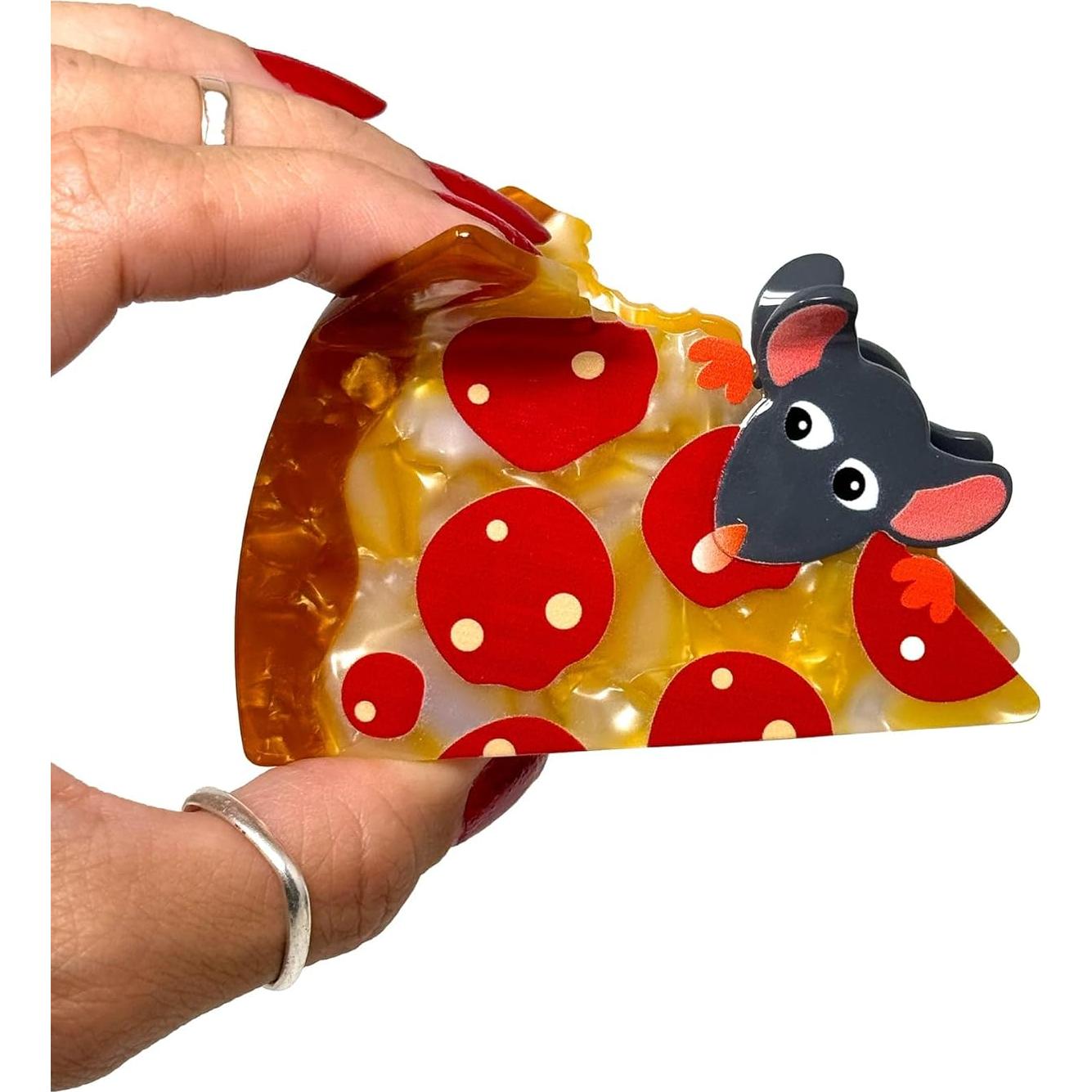 Clip de Garra para Cabello Pizza Rat - Accesorio NYC 8.9 cm