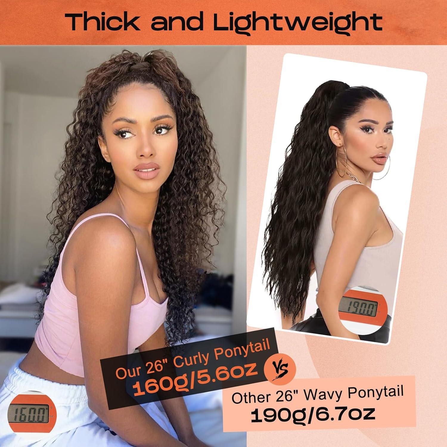 Extensión de Cola de Caballo Rizada SEIKEA 66 cm Clip Garra Negro Marrón