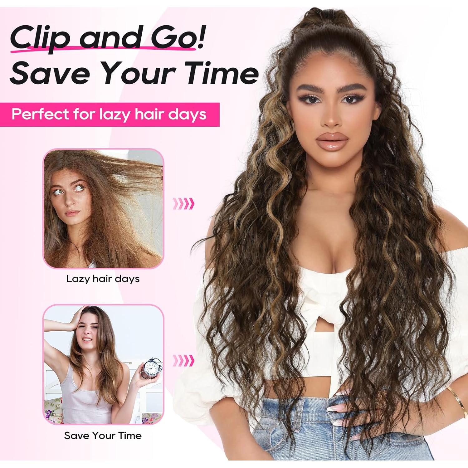 Extensión de Cola de Caballo Rizada REECHO 76.2 cm Marrón Chocolate