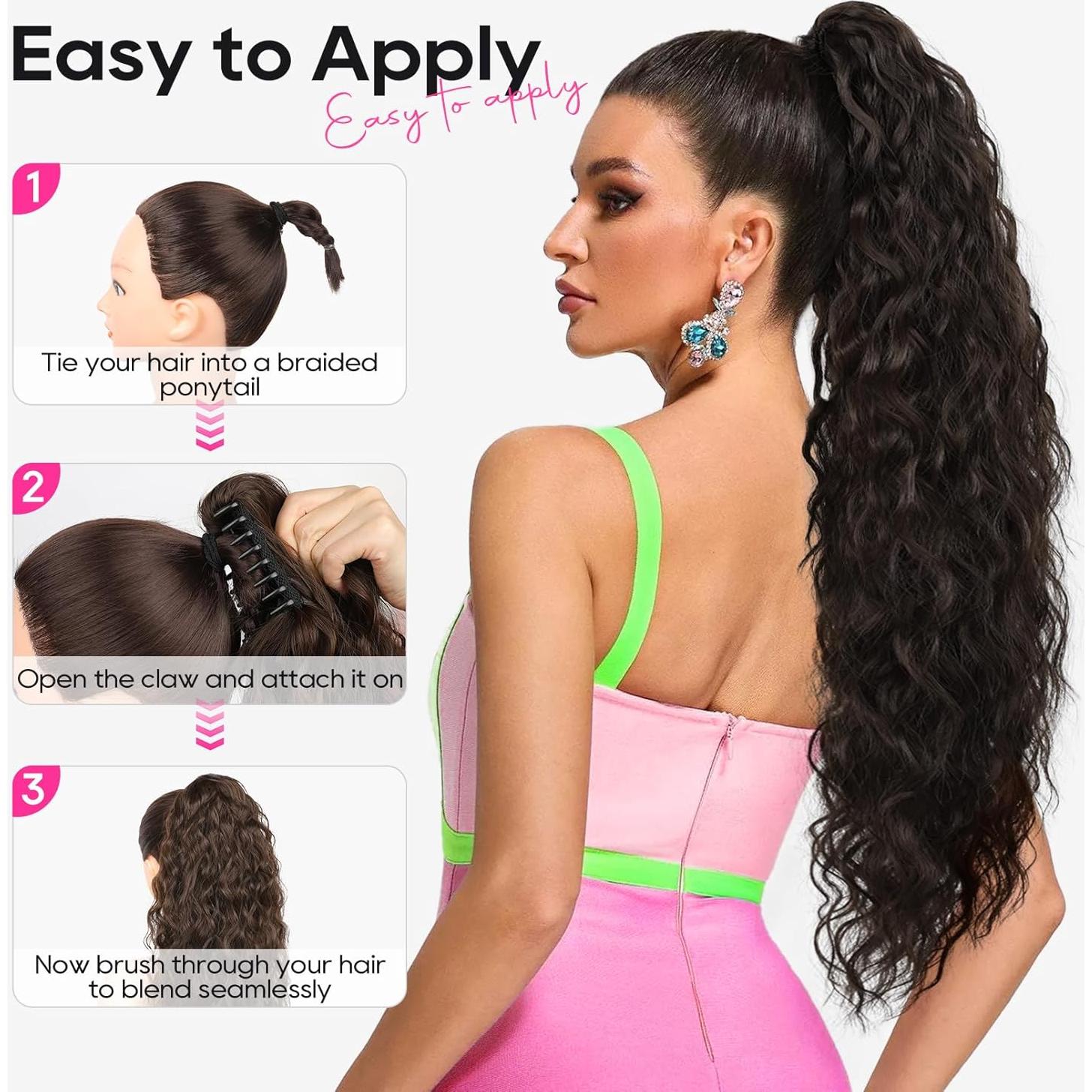 Extensión de Cola de Caballo Rizada REECHO 76.2 cm Marrón Chocolate