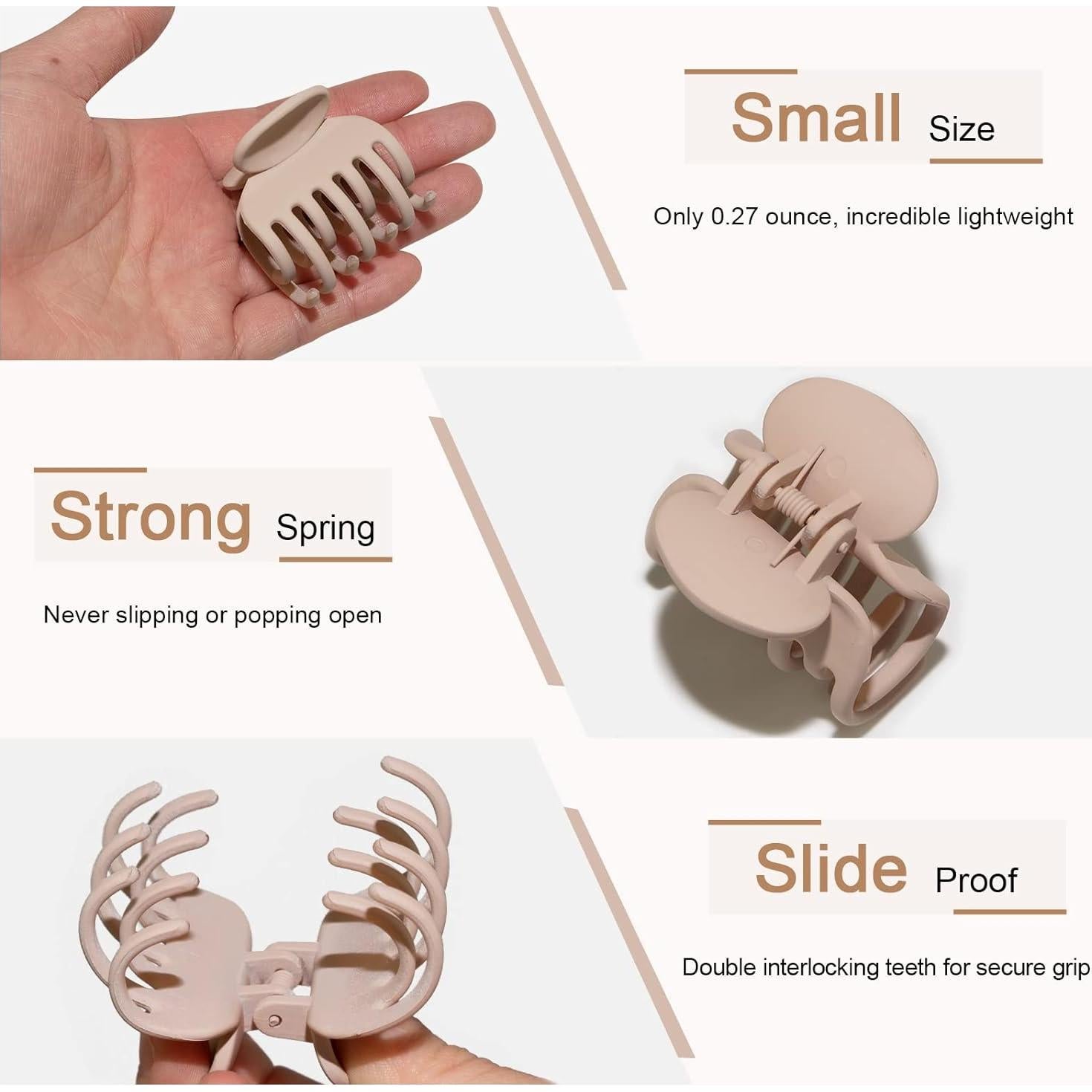 Clips de Pelo Mate Doble Fila Viabty - 8 Piezas para Cabello Fino