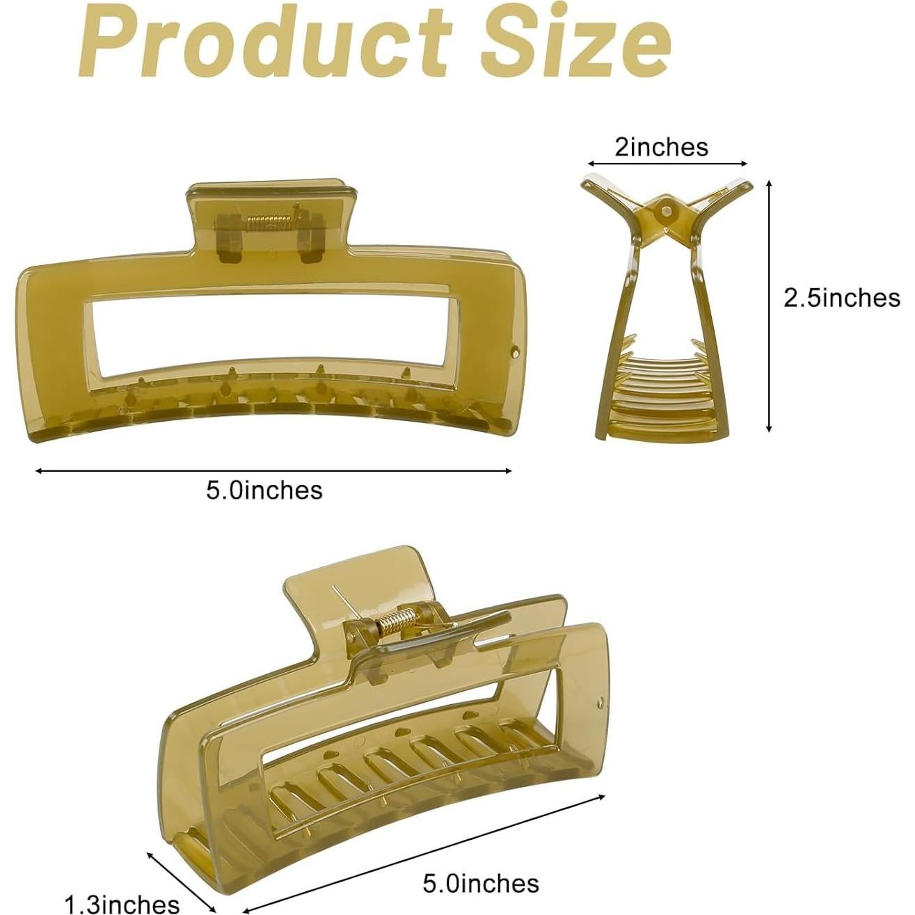 Pinzas para el cabello TEBIEKOY grandes 12.7 cm 4 colores