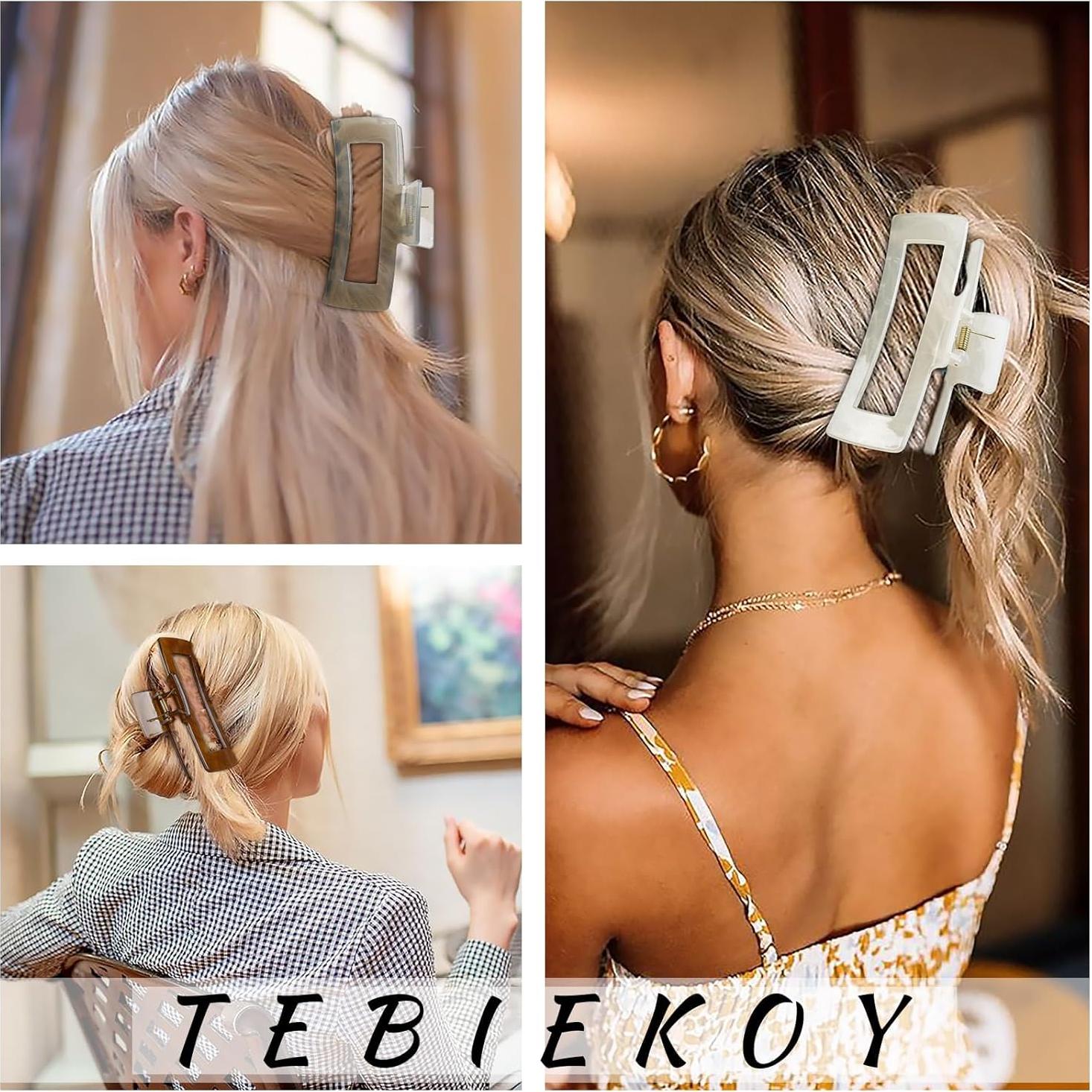 Pinzas para el cabello TEBIEKOY grandes 12.7 cm 4 colores