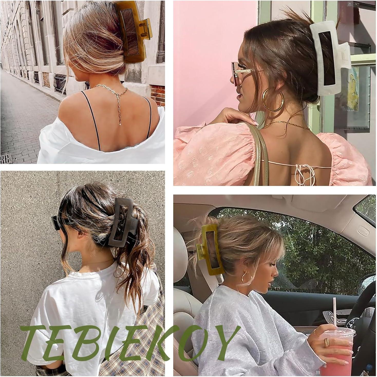Pinzas para el cabello TEBIEKOY grandes 12.7 cm 4 colores