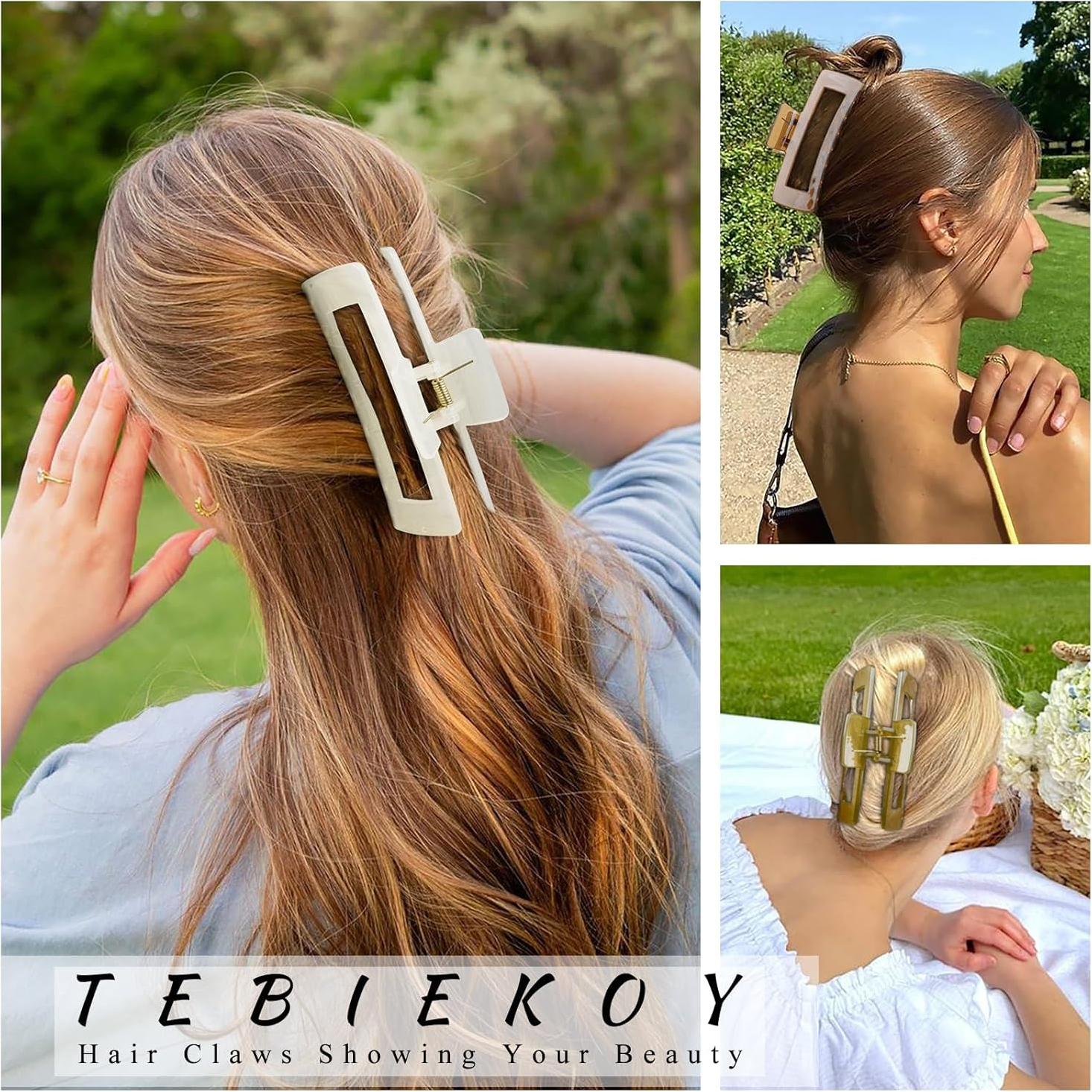 Pinzas para el cabello TEBIEKOY grandes 12.7 cm 4 colores