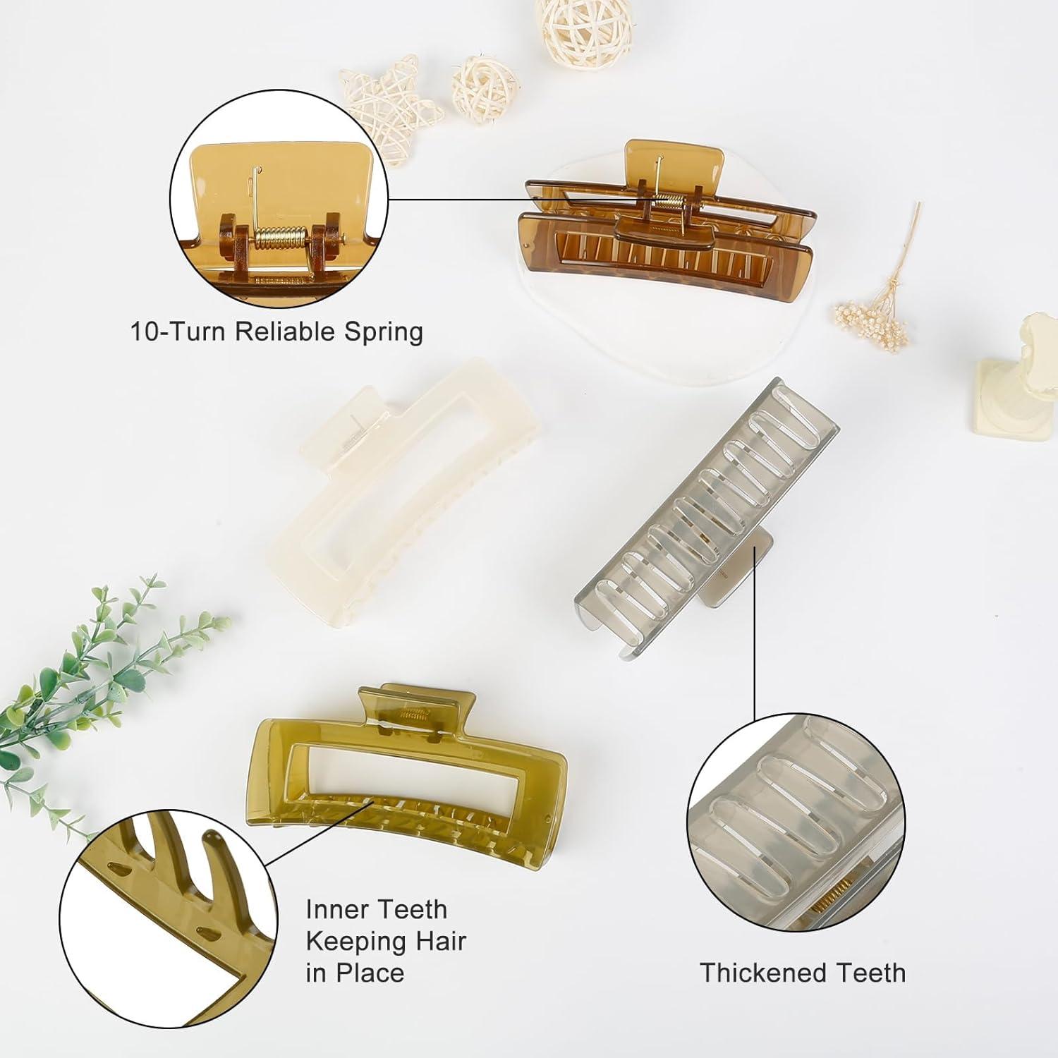 Pinzas para el cabello TEBIEKOY grandes 12.7 cm 4 colores