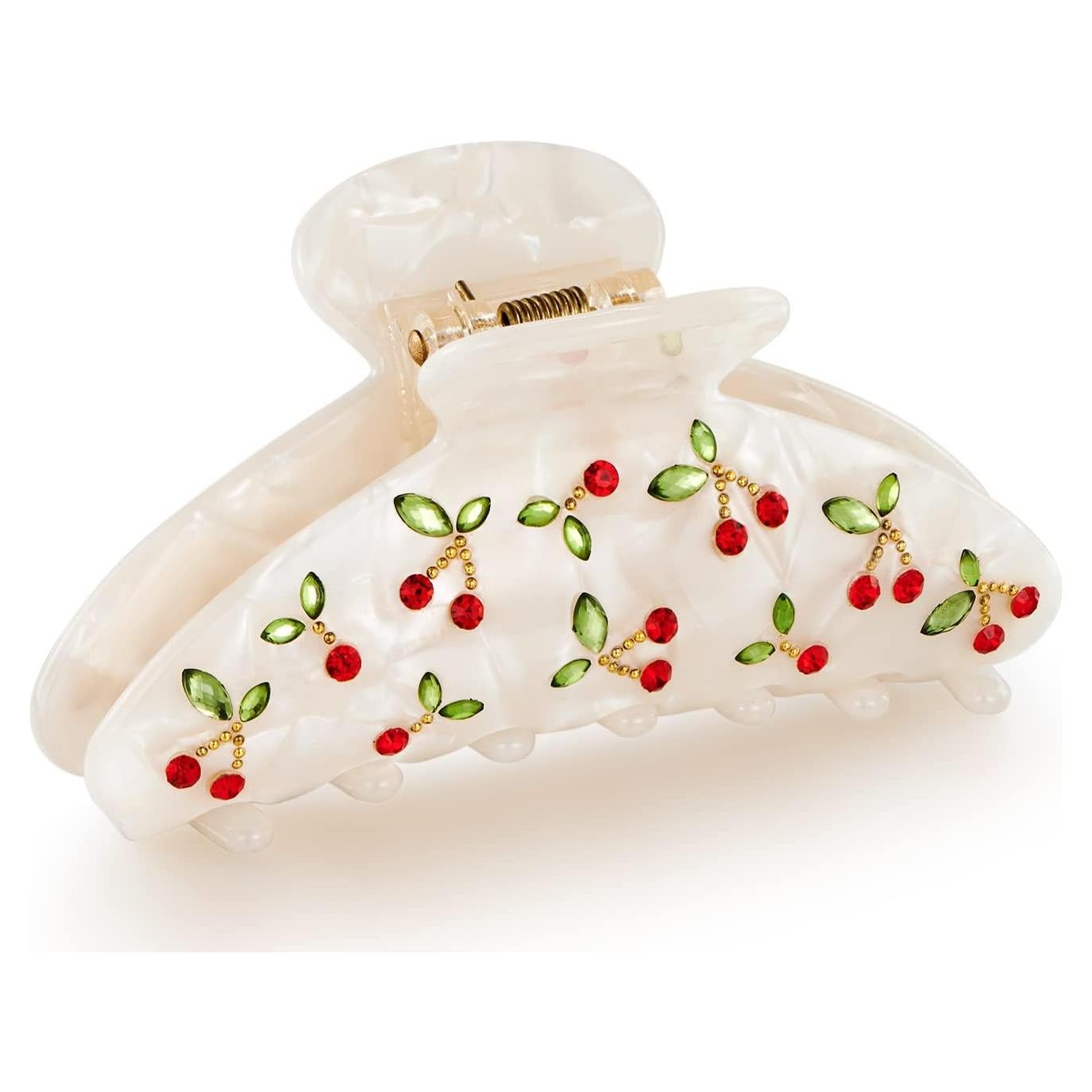 Clip de Pelo Garras Acrílico LILIE&WHITE Cereza Roja con Rhinestones