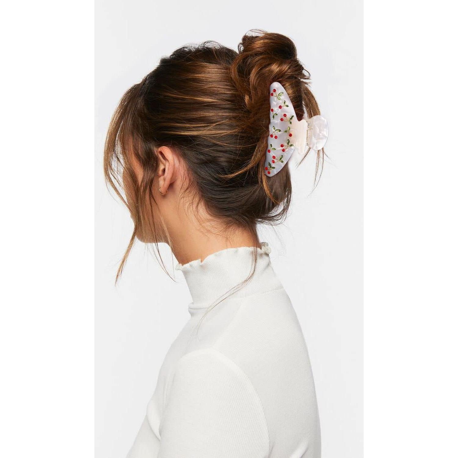 Clip de Pelo Garras Acrílico LILIE&WHITE Cereza Roja con Rhinestones