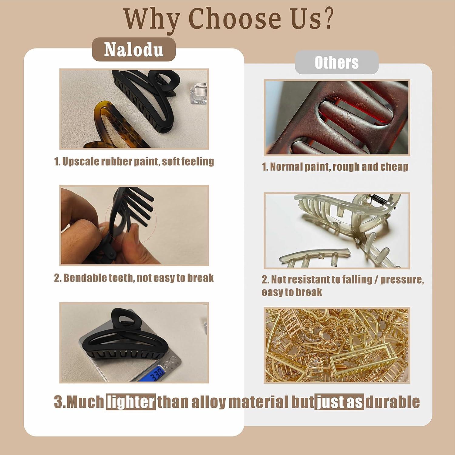 Pinzas para el cabello Nalodu irrompibles 10.9 cm antideslizantes - Paquete de 2