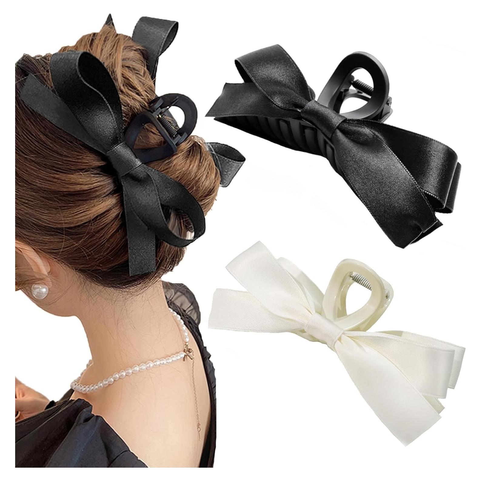 Clips de Garra con Lazo Sizobi - 2 Piezas Blanco y Negro