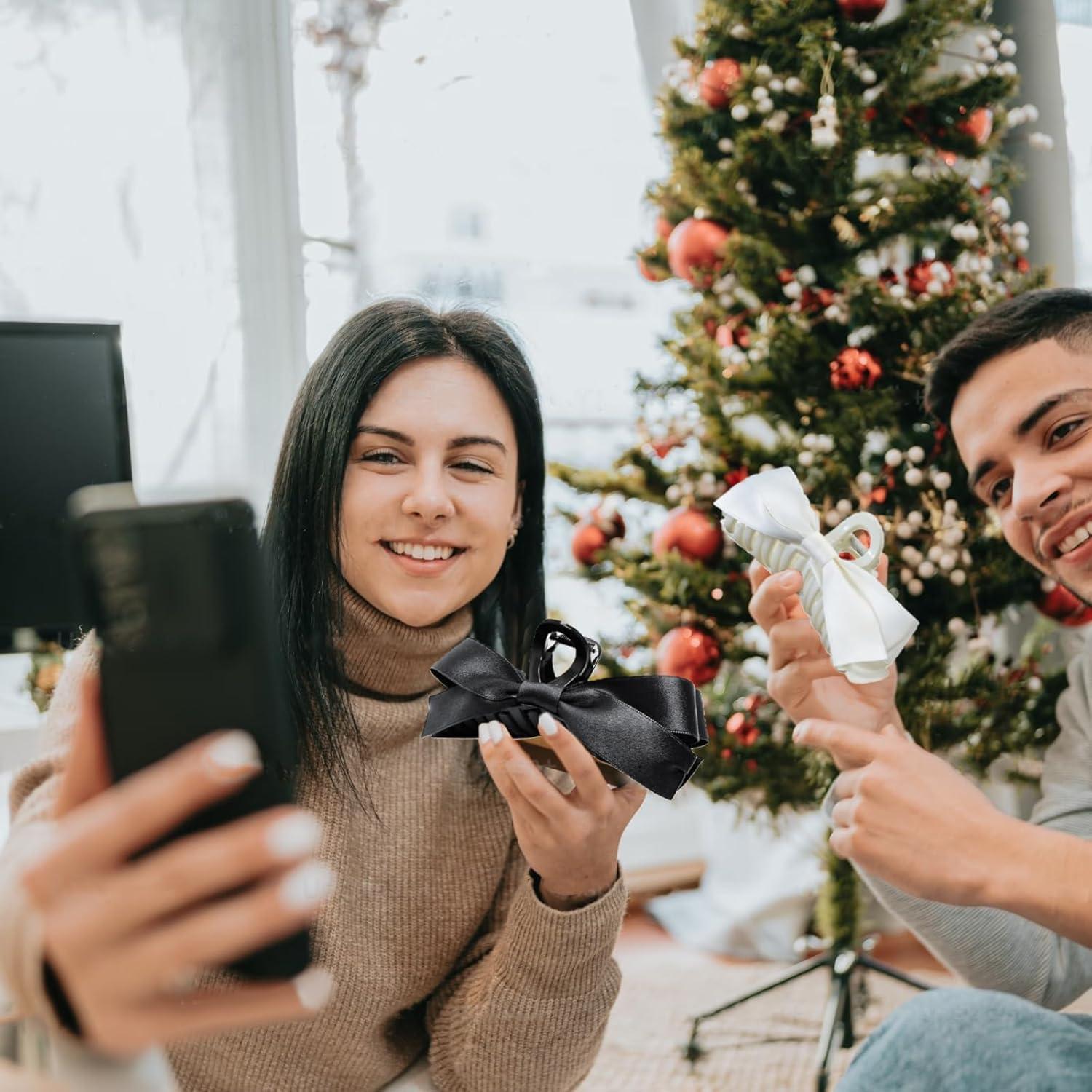 Clips de Garra con Lazo Sizobi - 2 Piezas Blanco y Negro