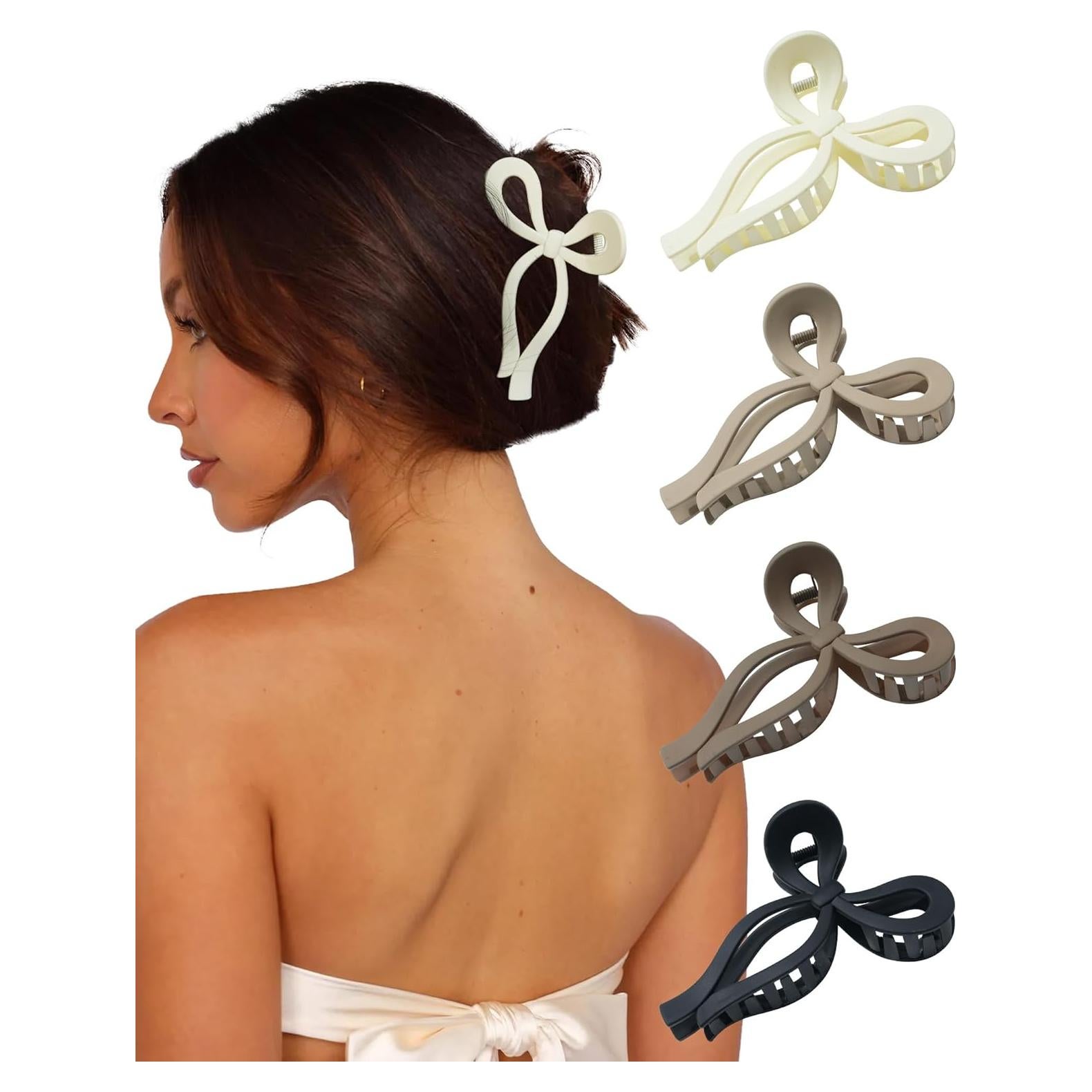 4 Clips de Pelo con Lazo Chlins - Antideslizantes y Grandes