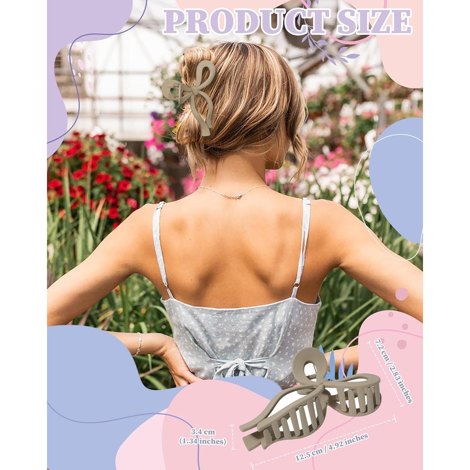 4 Clips de Pelo con Lazo Chlins - Antideslizantes y Grandes