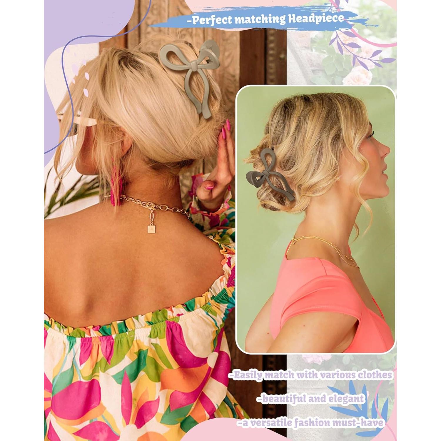 4 Clips de Pelo con Lazo Chlins - Antideslizantes y Grandes