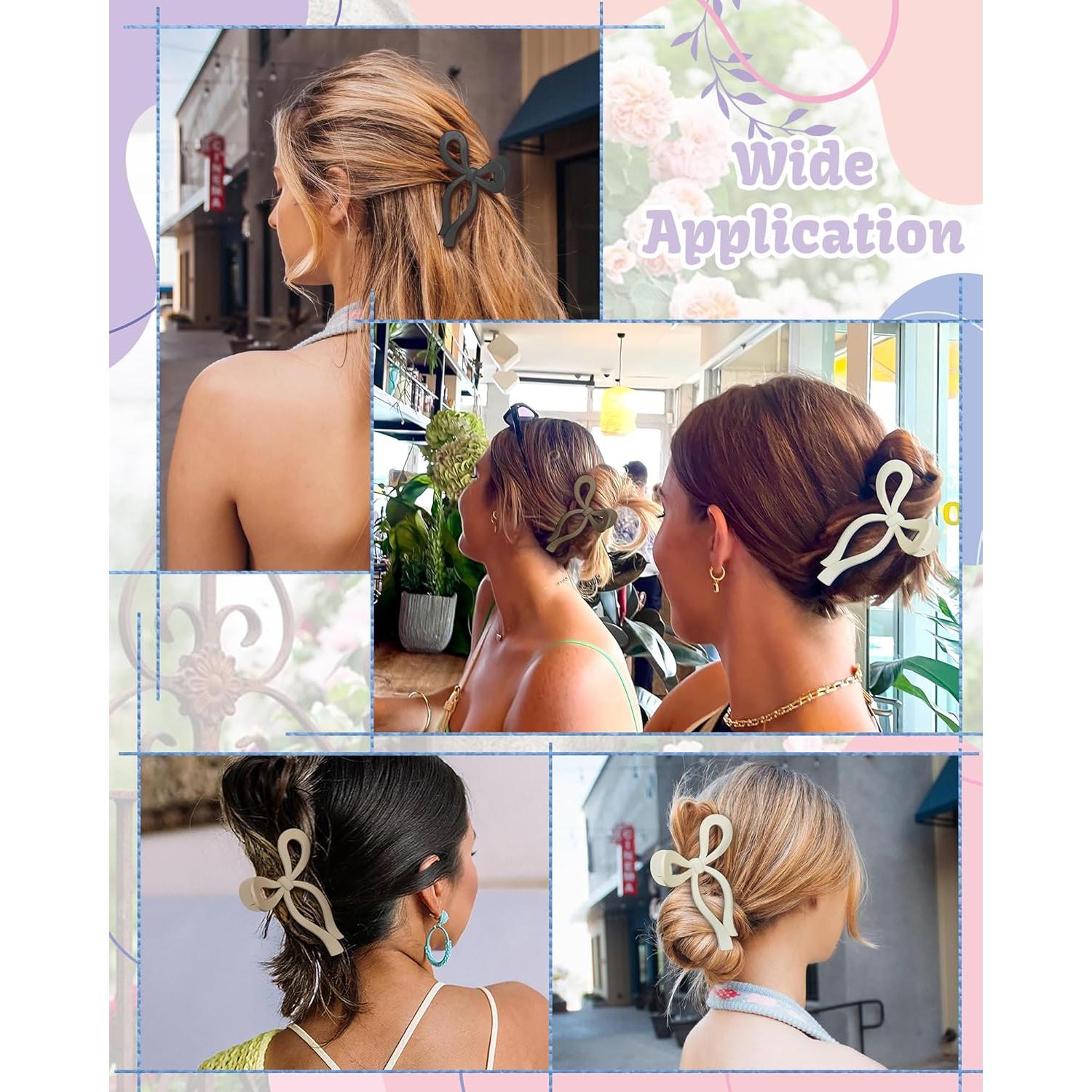 4 Clips de Pelo con Lazo Chlins - Antideslizantes y Grandes