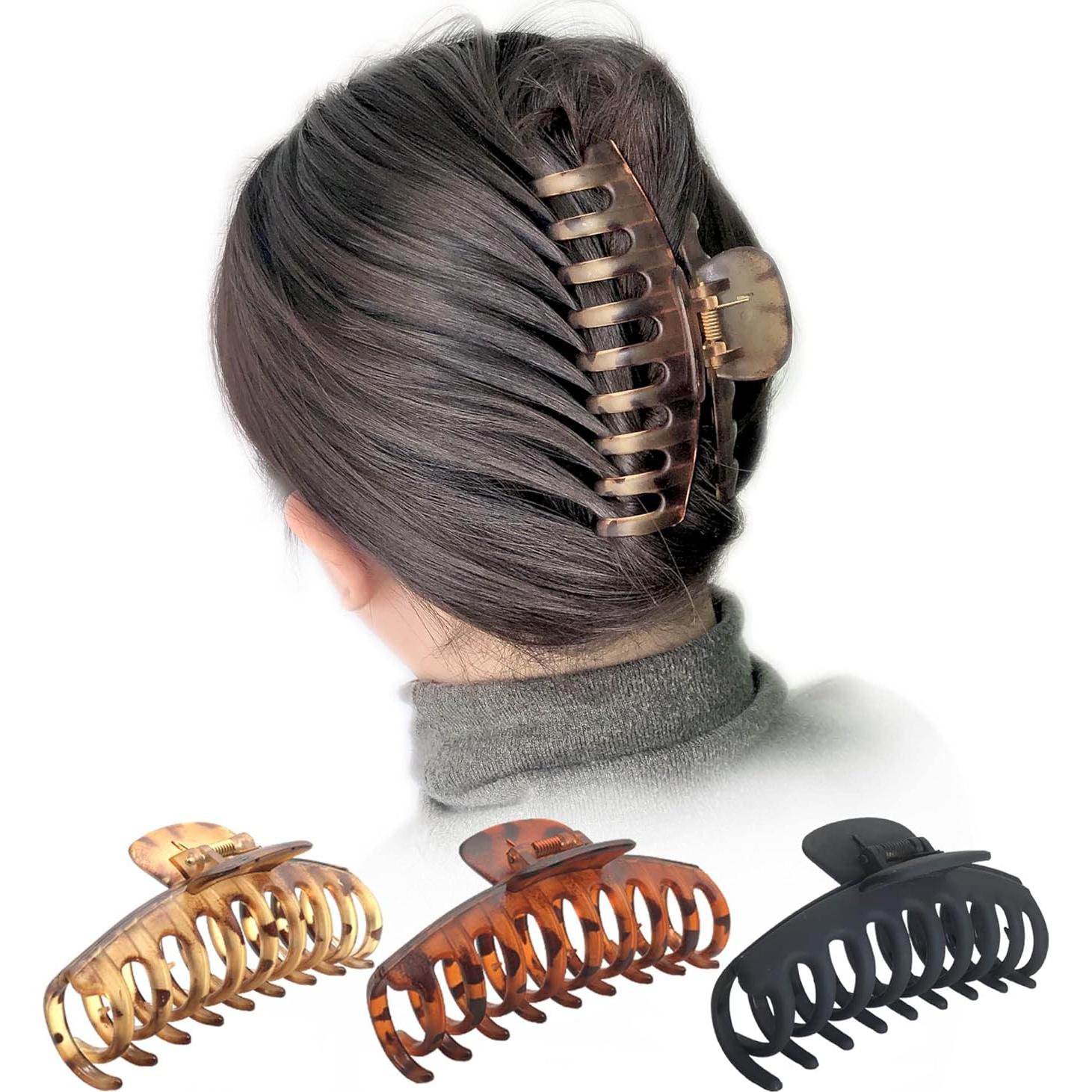 Clips Jumbo Antideslizantes OWIIZI para Cabello Grueso - 3 Piezas