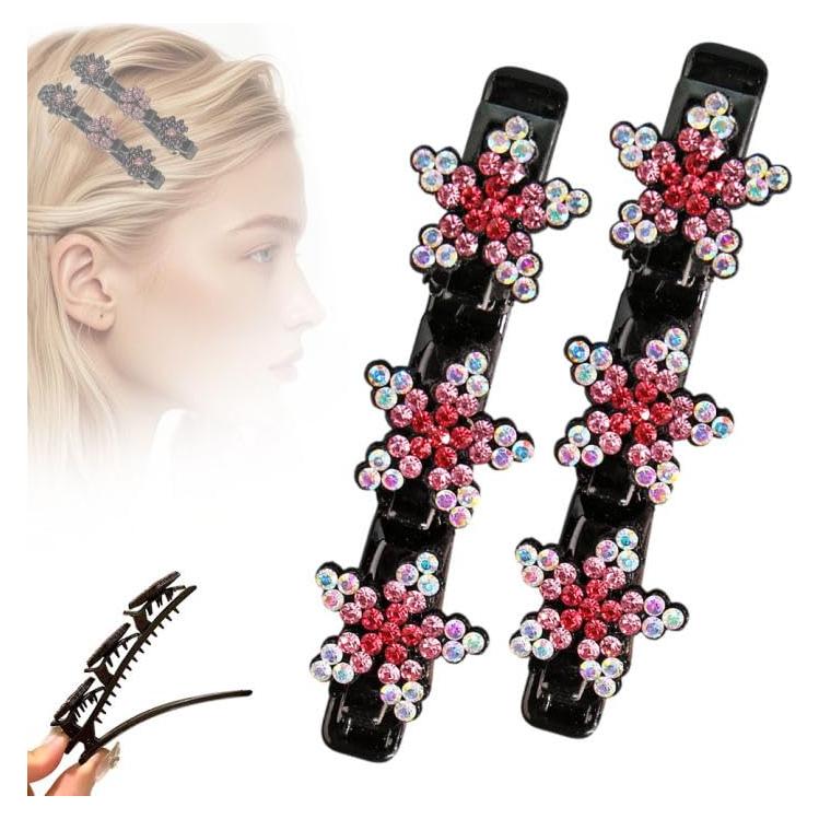 Clip de Pelo Trenzado de Cristal Brillante YAWOTA Estrella-F