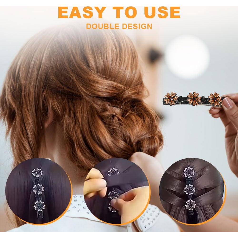 Clip de Pelo Trenzado de Cristal Brillante YAWOTA Estrella-F