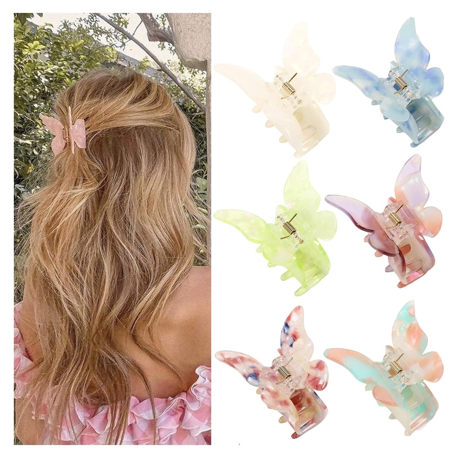 Garras de cabello mariposa NAISIER 6 Pcs caparazón tortuga