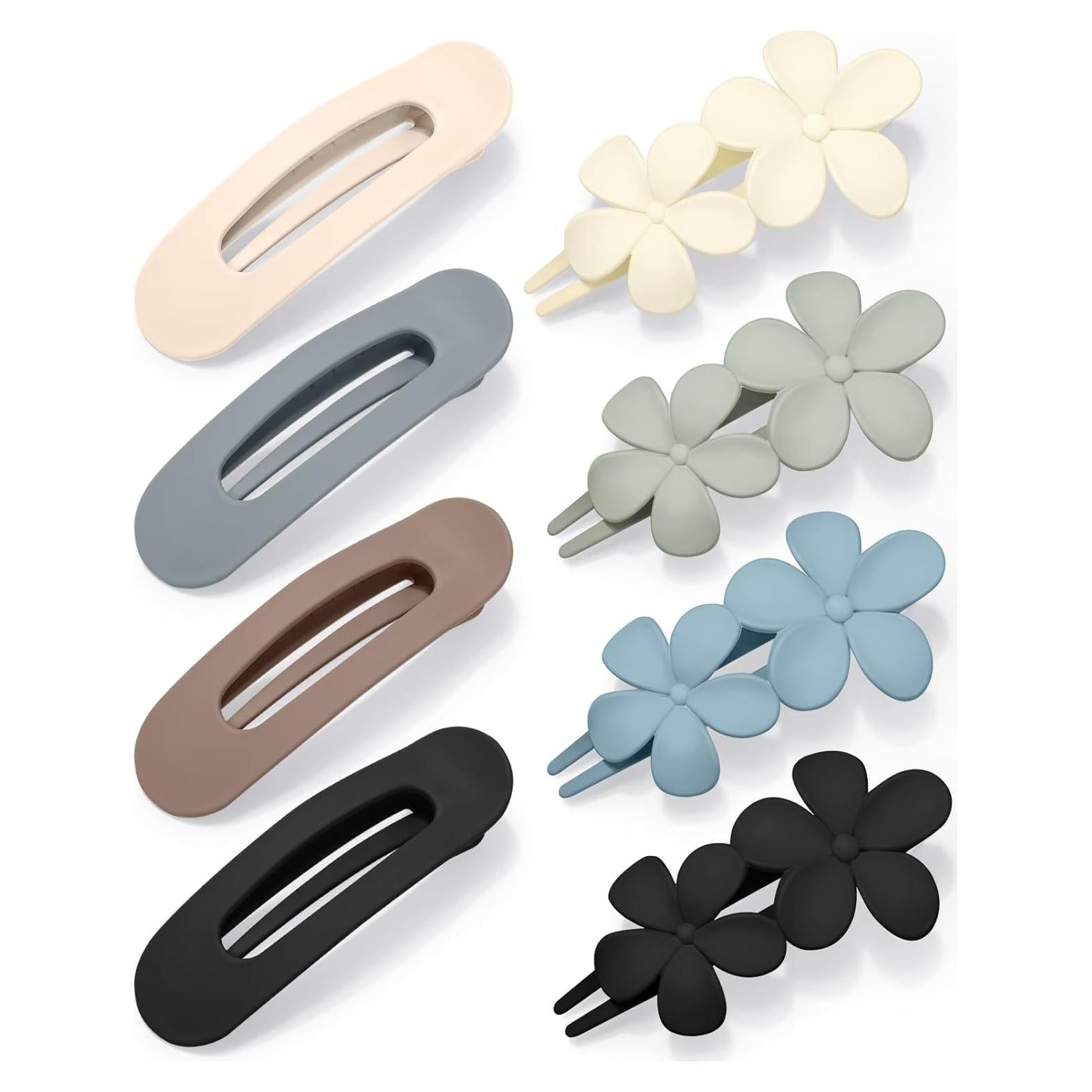 8 Clips de Pelo Planos Obeoby para Mujeres y Niñas - Multicolor