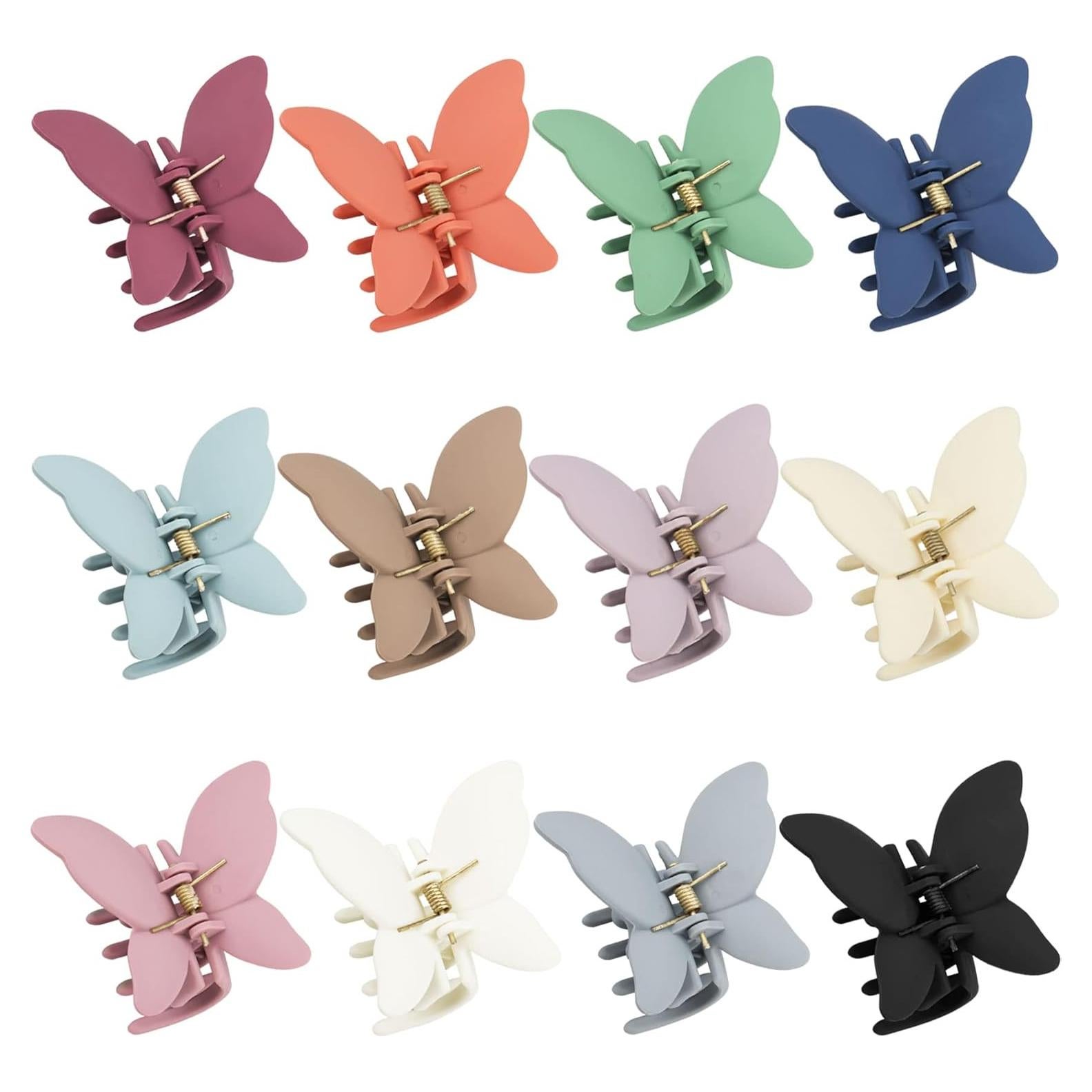 12 Clips de Pelo Mariposa Antideslizantes Messen 6.8 cm