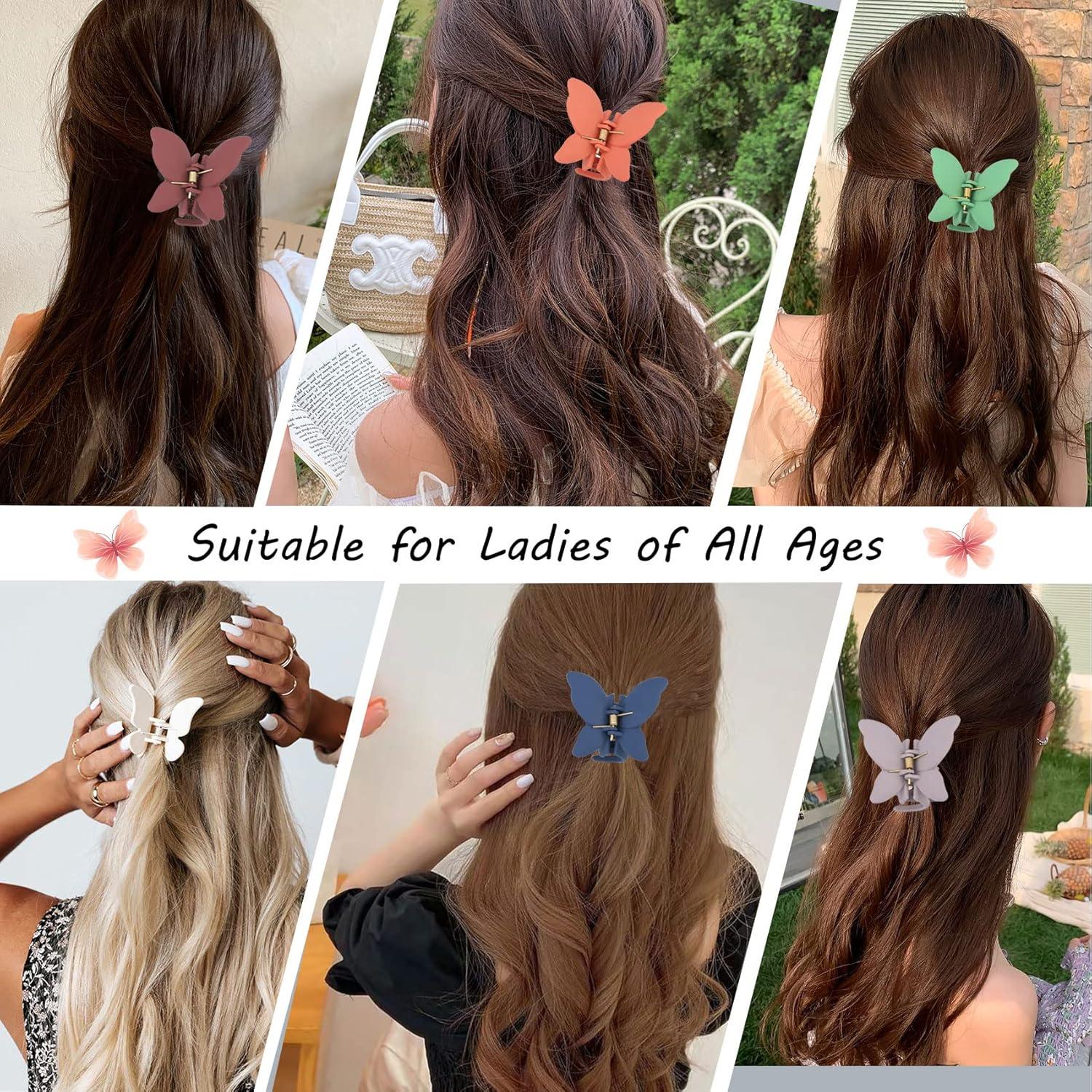 12 Clips de Pelo Mariposa Antideslizantes Messen 6.8 cm