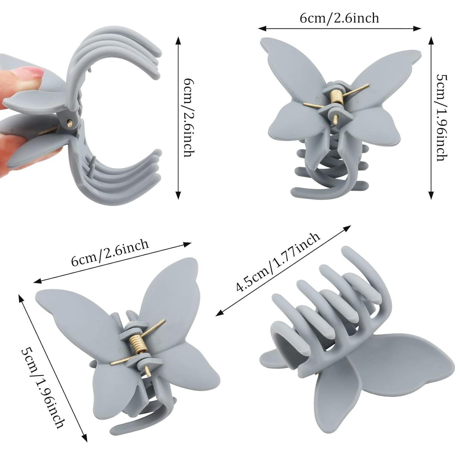 12 Clips de Pelo Mariposa Antideslizantes Messen 6.8 cm