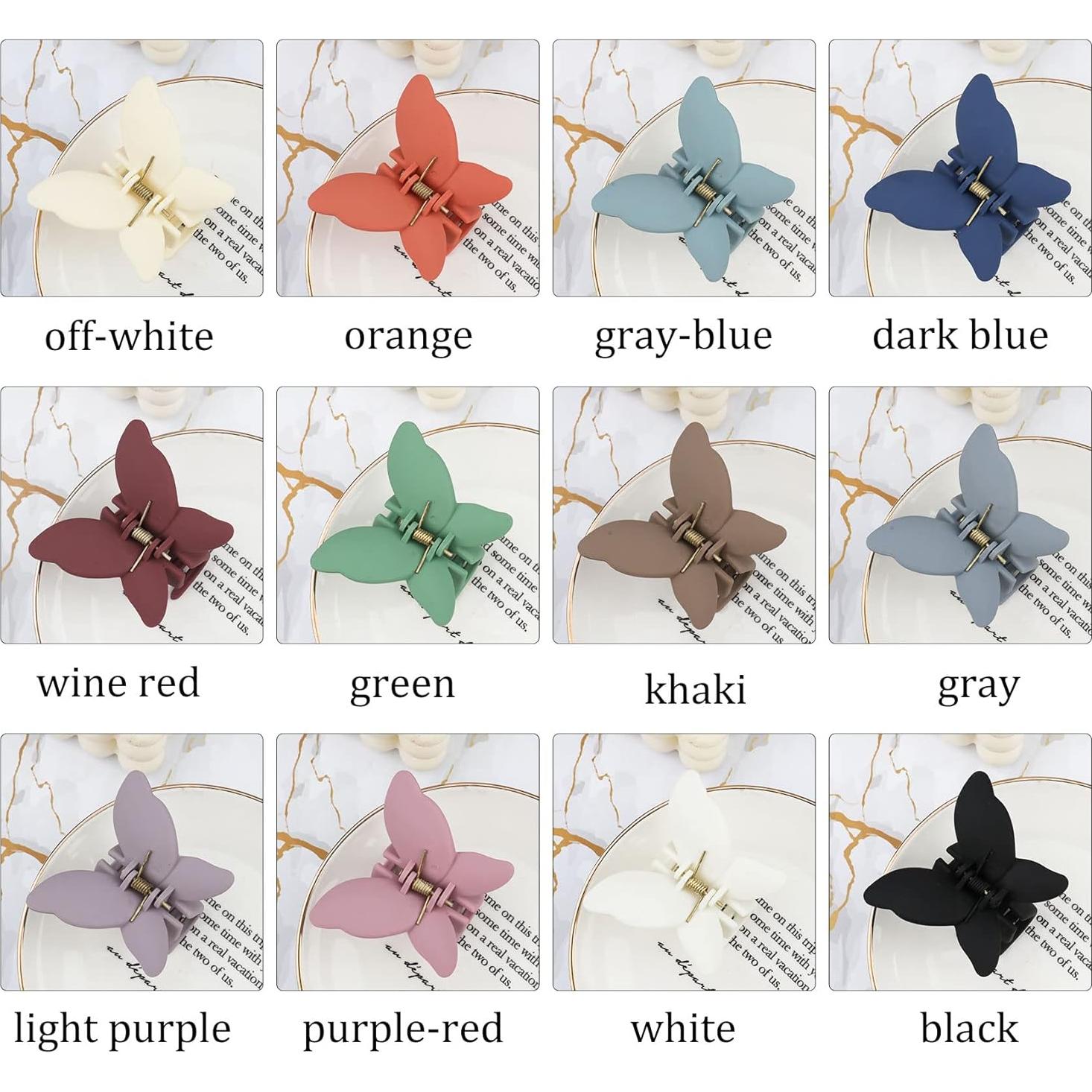 12 Clips de Pelo Mariposa Antideslizantes Messen 6.8 cm