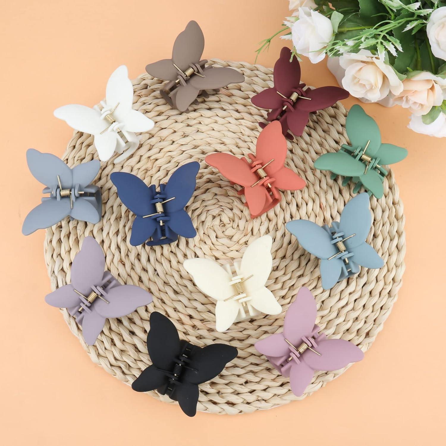 12 Clips de Pelo Mariposa Antideslizantes Messen 6.8 cm