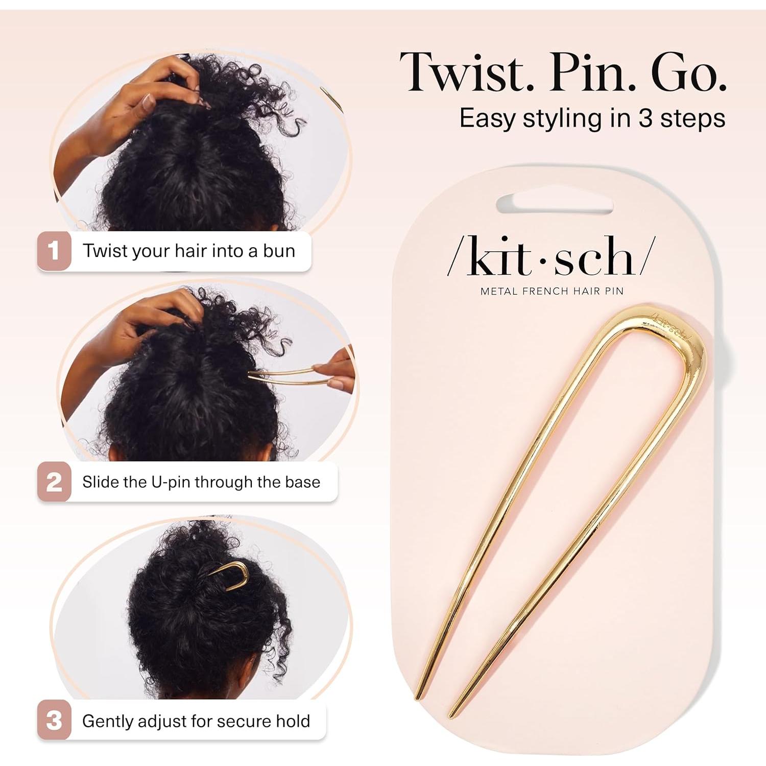 Pinza de Cabello Francesa Kitsch Dorada - 1 Unidad, 13cm