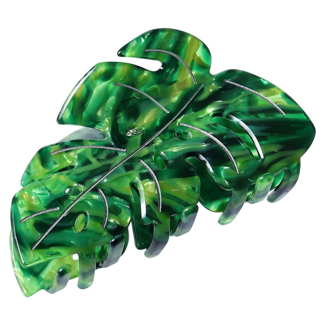 Clip de Garra para Cabello SUPCLIPS Hoja Verde 8.89 cm