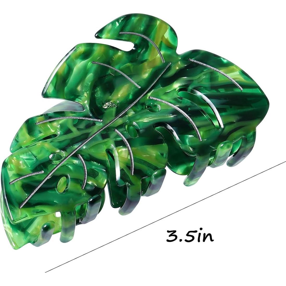 Clip de Garra para Cabello SUPCLIPS Hoja Verde 8.89 cm