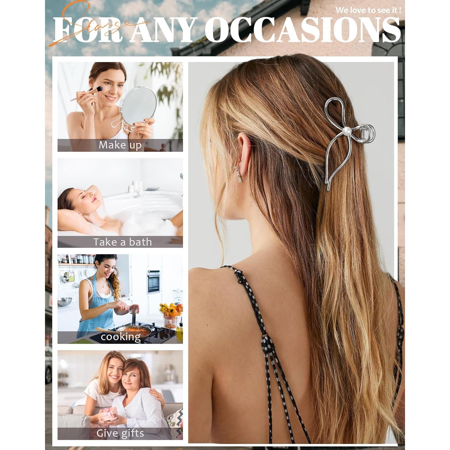 Clips de Garra de Metal HAIMEIKANG - 4 Pcs Plata para Cabello