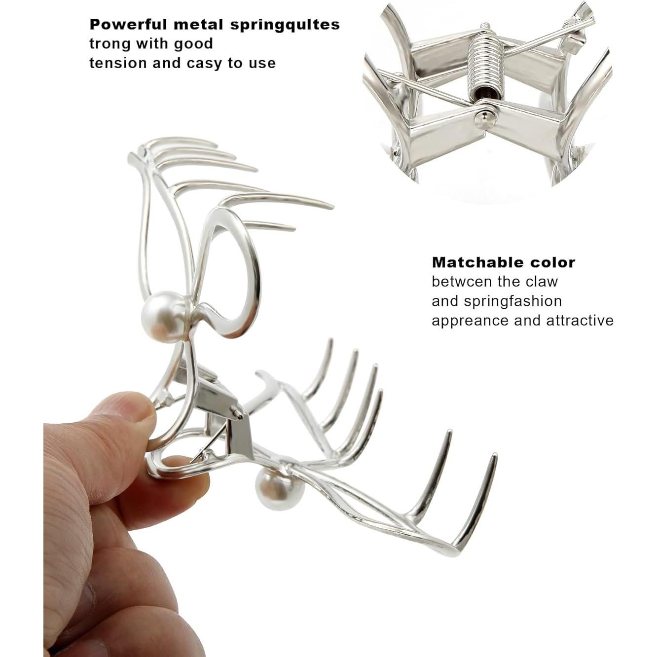 Clips de Garra de Metal HAIMEIKANG - 4 Pcs Plata para Cabello