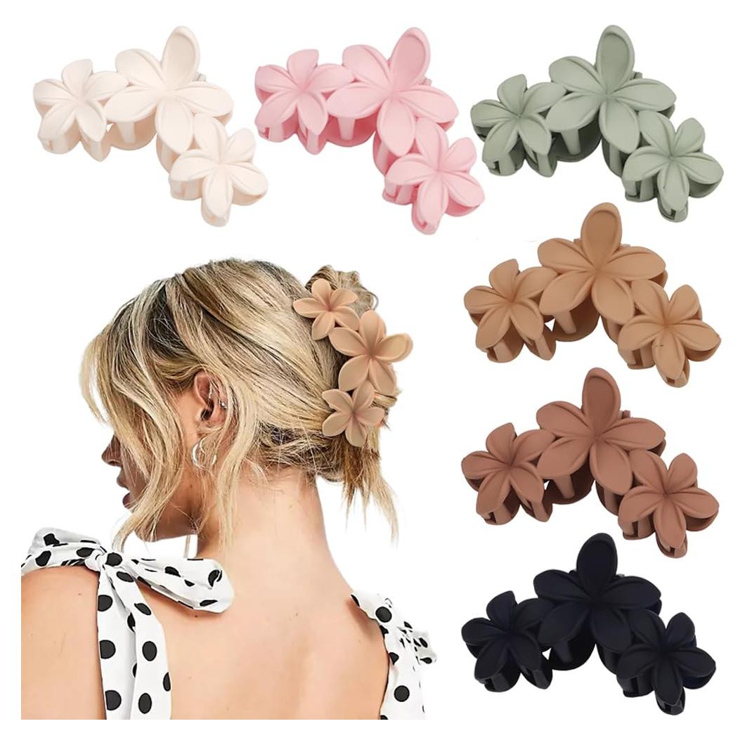 Clips de Pelo con Flor Ahoney - 6 Piezas Antideslizantes