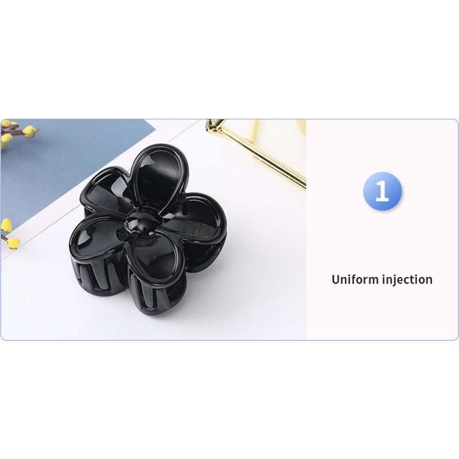 4 Clips de Pelo Flor Antideslizantes Morhom - Tortuga y Negro