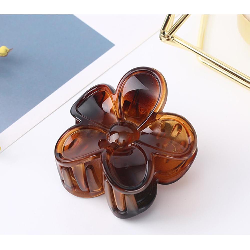 4 Clips de Pelo Flor Antideslizantes Morhom - Tortuga y Negro