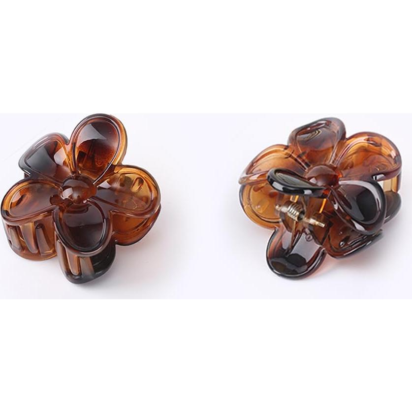 4 Clips de Pelo Flor Antideslizantes Morhom - Tortuga y Negro