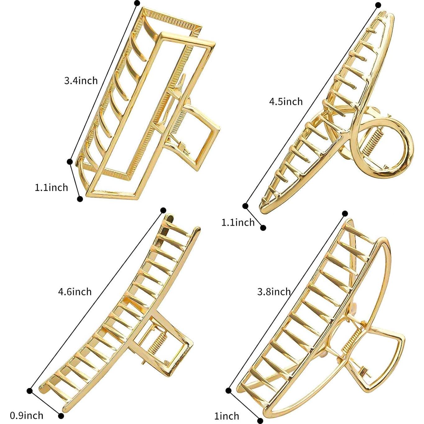 Paquete de 4 Clips de Pelo Dorados SYGY para Cabello Grueso