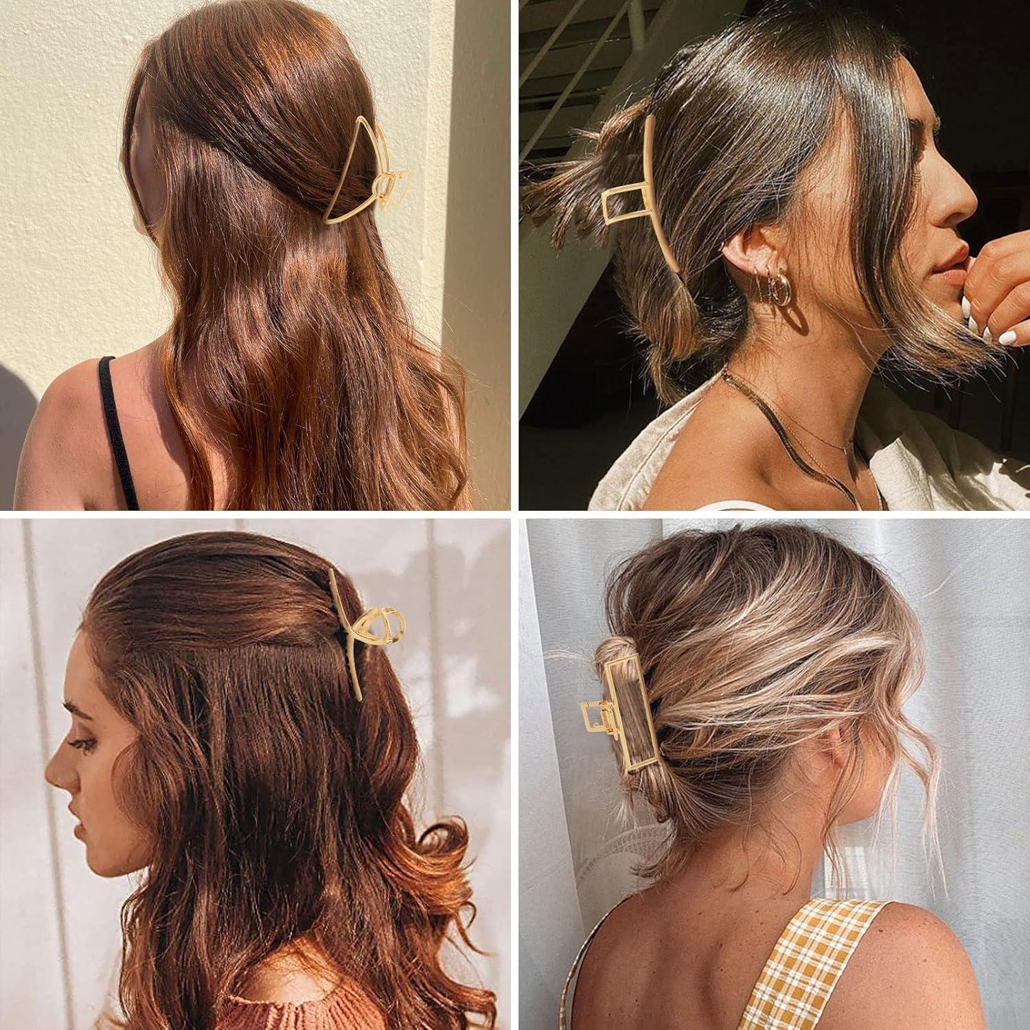 Paquete de 4 Clips de Pelo Dorados SYGY para Cabello Grueso