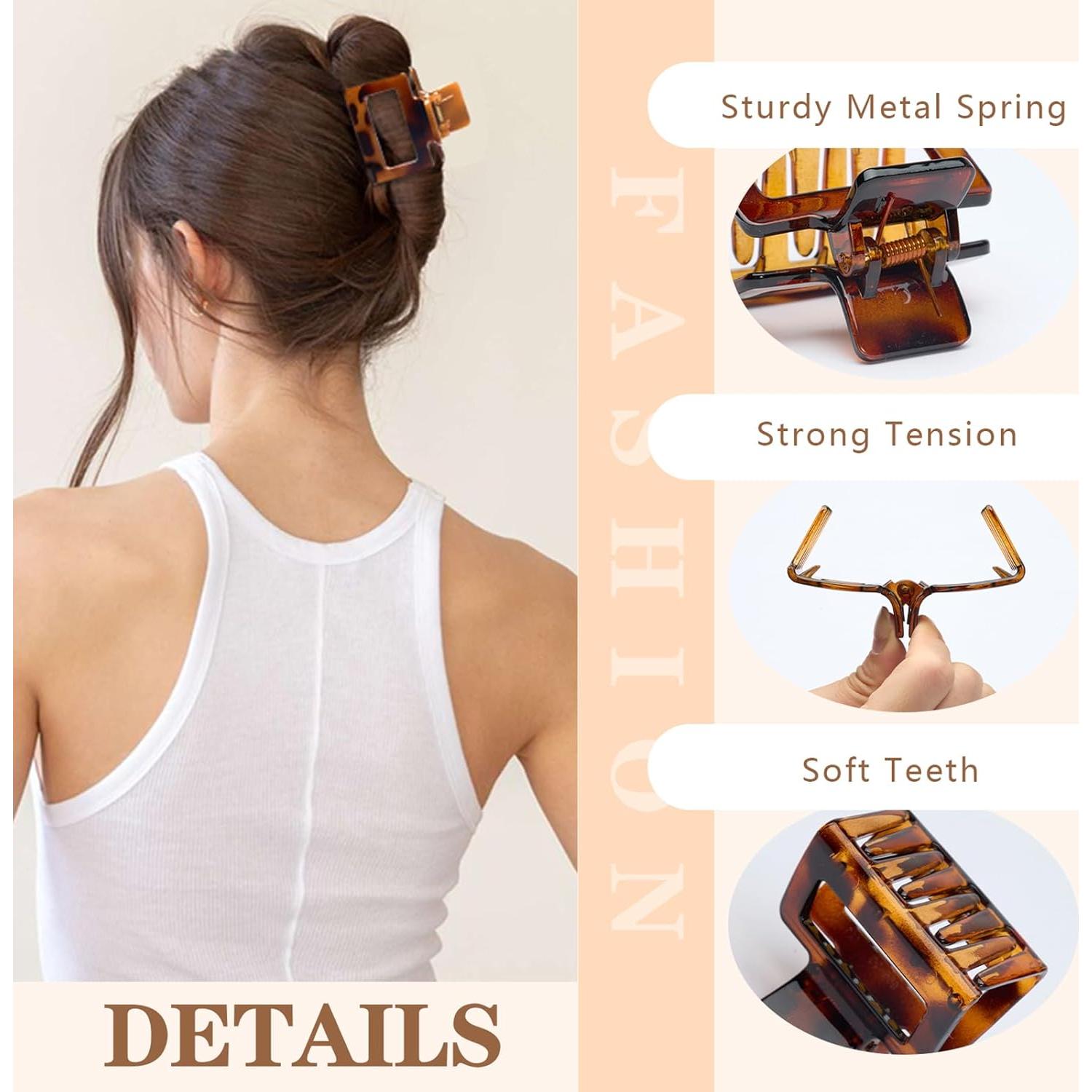 6 Clips de Garra Rectangulares Medianos Auseibeely - Antideslizantes