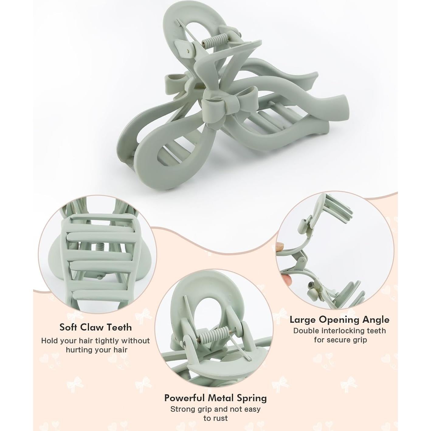 4 Clips de Pelo con Lazo AWAYTR para Mujeres - 13 cm