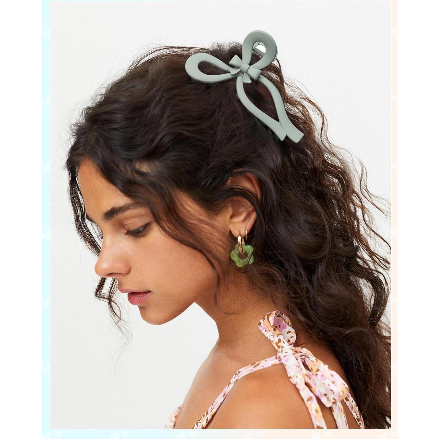 4 Clips de Pelo con Lazo AWAYTR para Mujeres - 13 cm