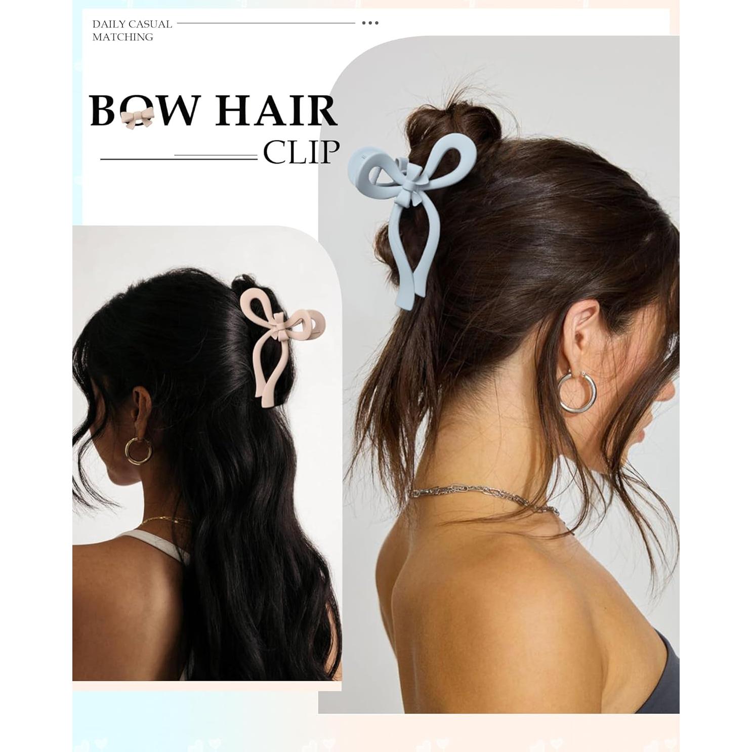 4 Clips de Pelo con Lazo AWAYTR para Mujeres - 13 cm
