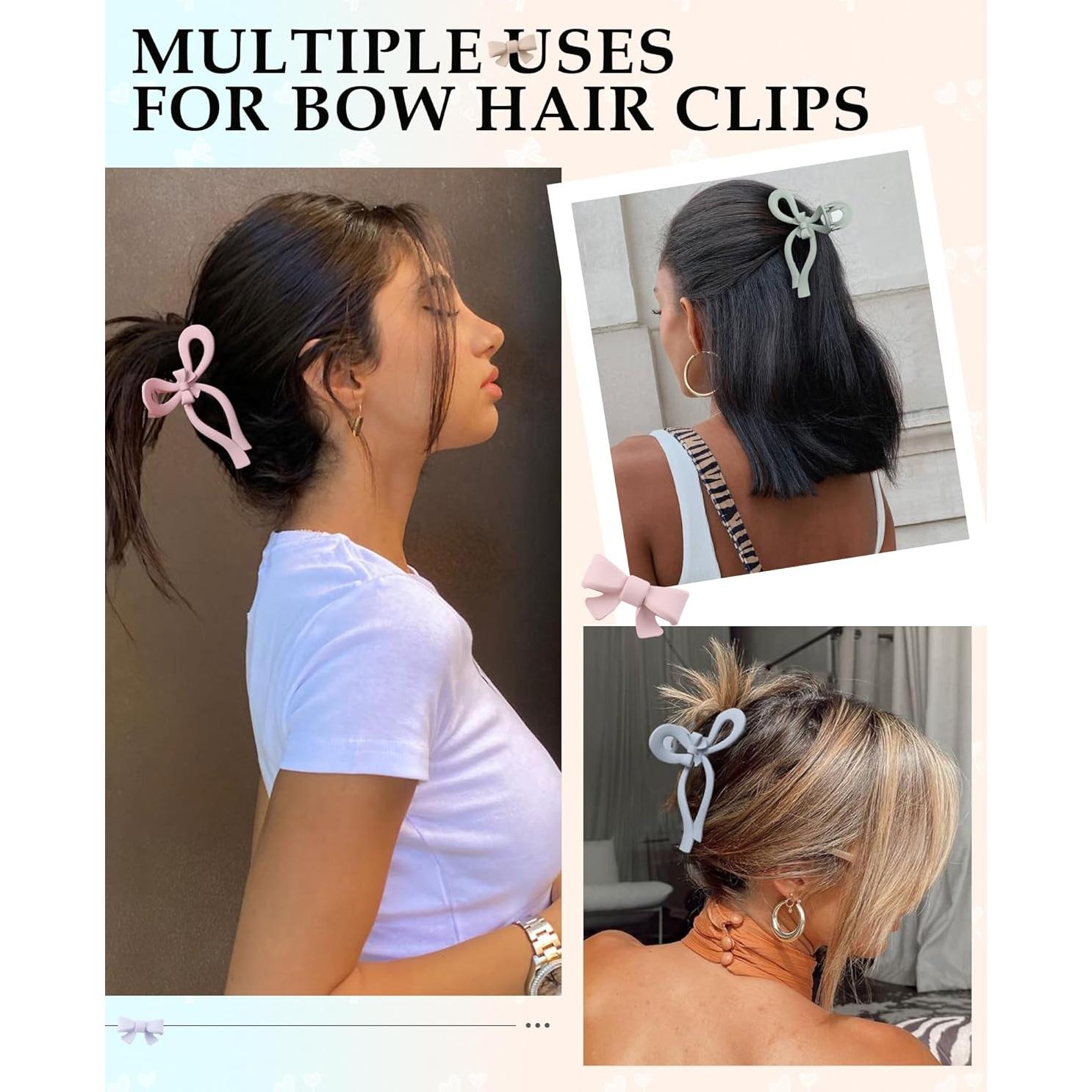 4 Clips de Pelo con Lazo AWAYTR para Mujeres - 13 cm