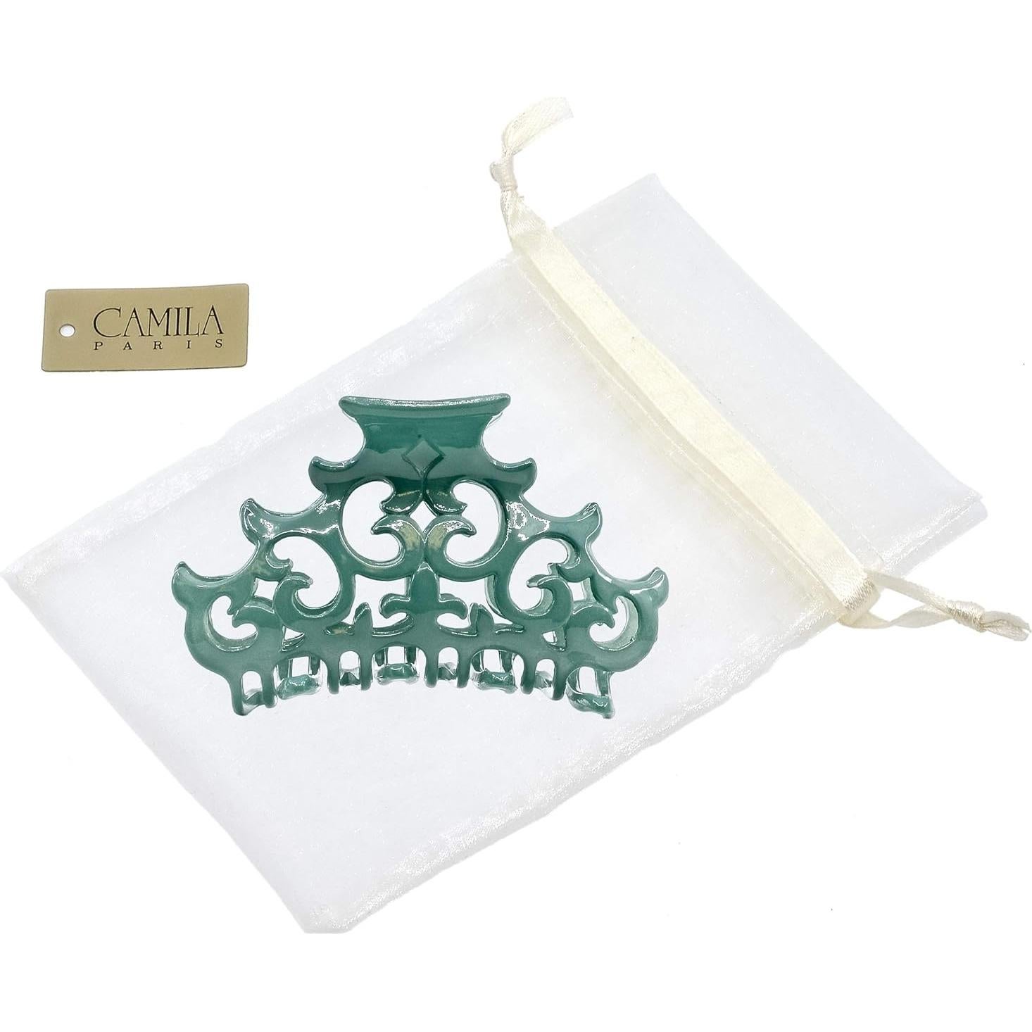 Clip para el cabello grande Camila Paris CP2403 verde 8.89 cm